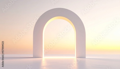 White Archway at Sunset Minimalist Geometric Design