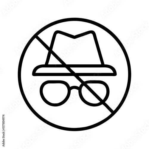 No incognito symbol with hat and glasses crossed out in circle  