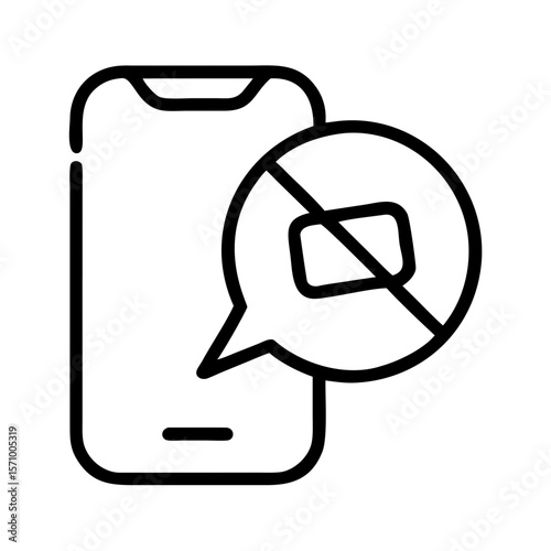 Smartphone with message icon indicating no media sharing  