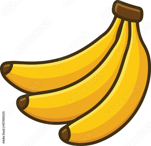 Banana Bunch PNG ? Clean, Curved Style A vibrant and clean vector illustration of a banana bunch with smooth, curved shapes. This fresh and colorful design captures the natural look of ripe bananas, p