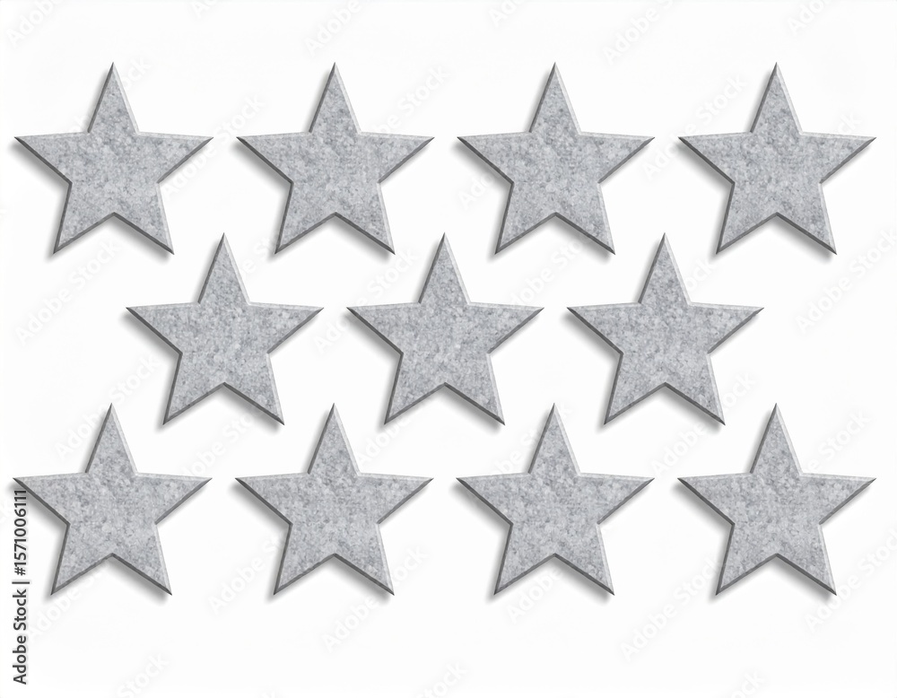Fototapeta premium Silver Glitter Stars on White Background