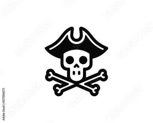 Bold pirate skull and crossbones vector illustration