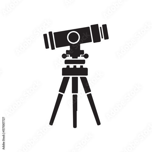 Theodolite Icon in black filled and line
