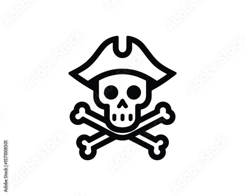 Pirate jolly roger skull and crossbones symbol vector