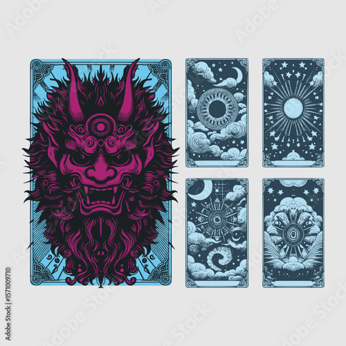 the oni doesn’t haunt, it judges, captured in cruel vector strokes for spiritual skinwork