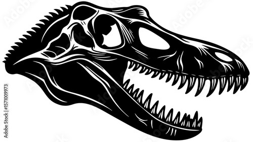Dinosaur Skull Vector Illustration – Prehistoric Fossil Head Clipart Design