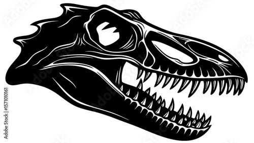 Dinosaur Skull Side View Vector – Prehistoric Skeleton Head Clipart Art