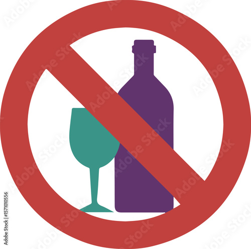 Prohibition symbol for alcoholic beverages a clear warning against drinking