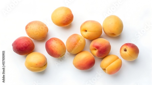 Fresh Apricots Arranged on a White Background