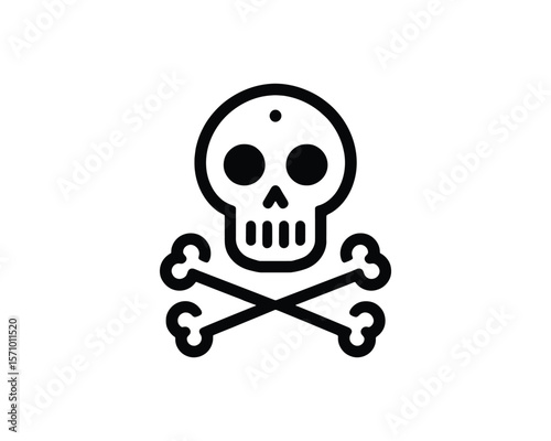 Minimalist skull and crossbones vector icon illustration