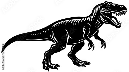 T-Rex Dinosaur Vector Art – Fierce Jurassic Predator Silhouette Illustration