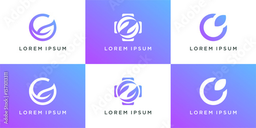 Set of nature health care logo design