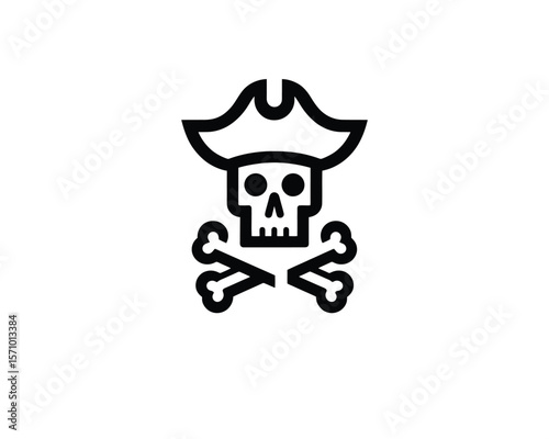 Fierce Minimalist pirate skull and crossbones vector icon