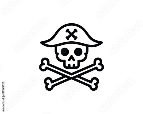 Bold Cartoon pirate skull and crossbones vector illustration