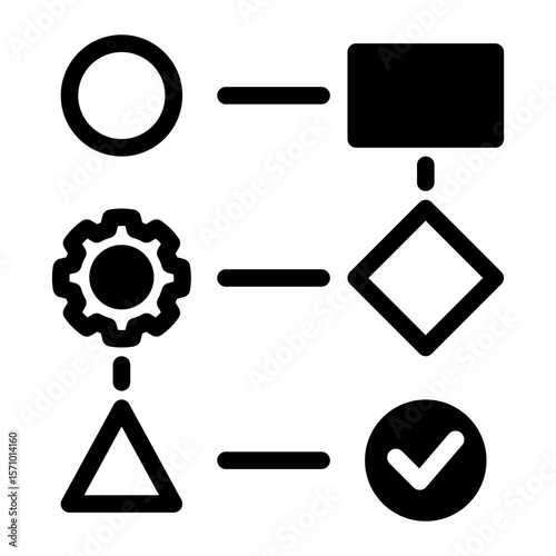 Automated Process Flowchart from the Business Automation icon collection (Mixed Style)