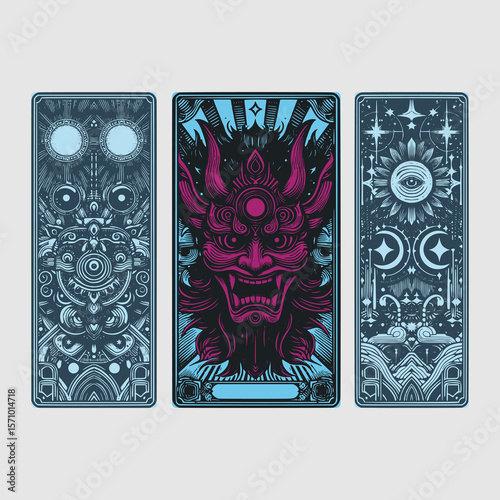 a scream trapped in lacquer, the mask of oni drawn for dark tattoo binding
