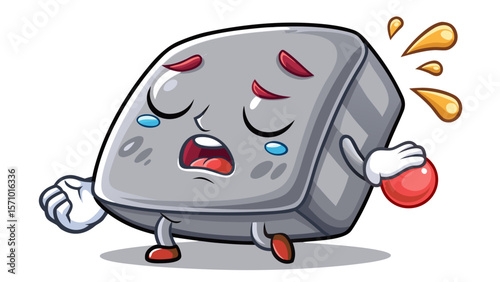 A sleepy gray eraser rubs its eyes with tiny arms, leaving behind a clean surface. Its soft corners and yawning face make it the quiet hero of every drawing.