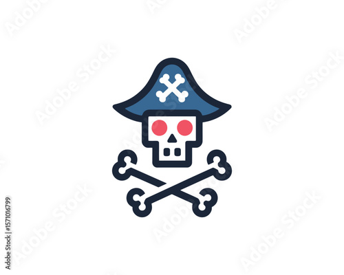 Cartoon pirate skull and crossbones symbol vector illustration