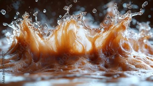 Liquid Amber: Capturing the Dynamic Motion of Fluid with a Splashing Effect and Water Droplets in Stunning Detail
