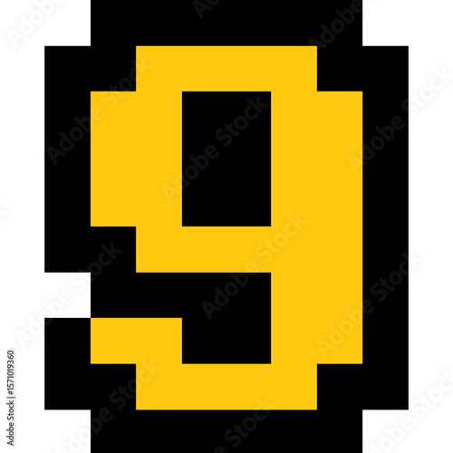 Pixel art number 9, Number arcade style 