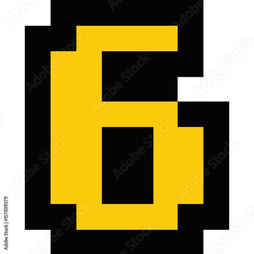 Pixel art number 6, Number arcade style