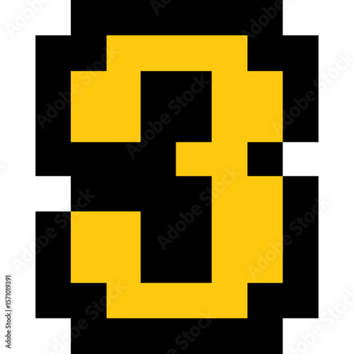 Pixel art number 3, Number arcade style