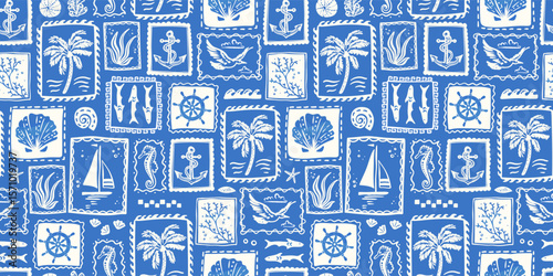 Fun hand drawn summer elements seamless pattern, great for textiles, wallpapers, wrapping - vector design