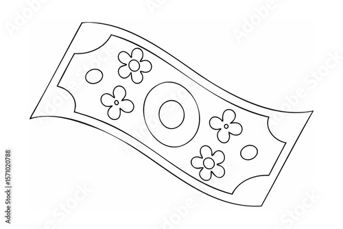Stylized banknote with floral embellishments money