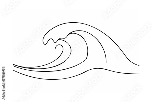Flowing ocean wave cresting wave water