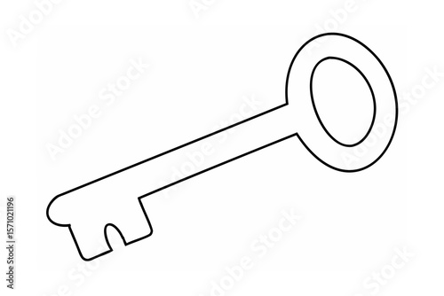 Antique key outline vintage simple