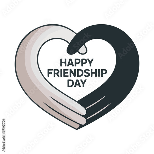 Two hands forming a heart shape with happy friendship day text love
