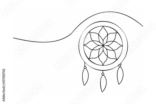 Dreamcatcher with floral pattern and hanging beads