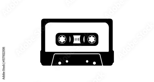 Vintage cassette tape vector graphic for music lovers and retro audio enthusiasts black and white illustration