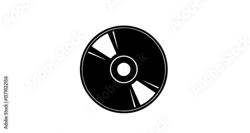 Black and white compact disc vector illustration for data storage and music cd design element with simple style