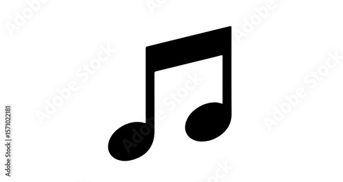 Music note symbol clip art for musical notation and melody composition in black and white vector graphic design