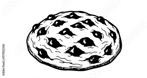 Delicious chocolate chip cookie drawing for baking and dessert lovers, a sweet treat illustration art