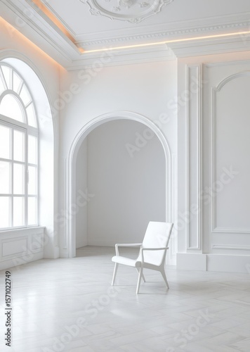 White chair in a room Empty room interior design architecture blank design room