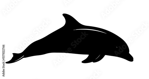 Dolphin silhouette vector graphic for marine life animal ocean wildlife designs and nautical themed illustrations