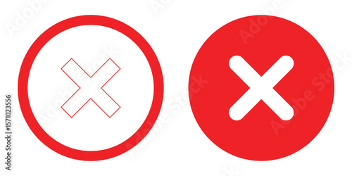 Cross sign element. red x icon circle