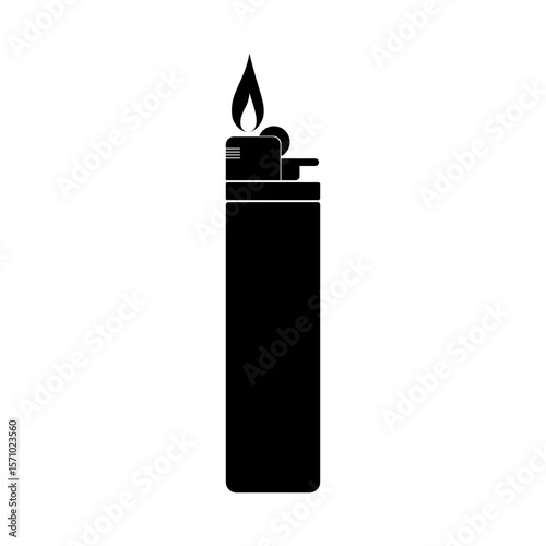 Lighter icon, Burning lighter icon, Cigarette lighter icon, flat vector illustration simple design.