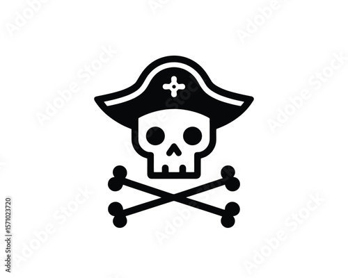 Minimalist pirate skull and crossbones icon vector illustration