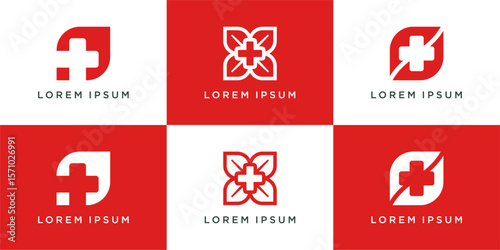 Set of nature medical logo design