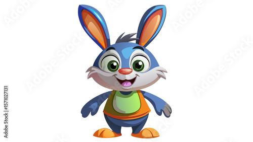 3D cartoon Happy bunny cartoon isolated on white background
