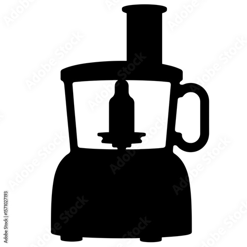 Silhouette of food processor bowl with blade insert, kitchen appliance efficiency