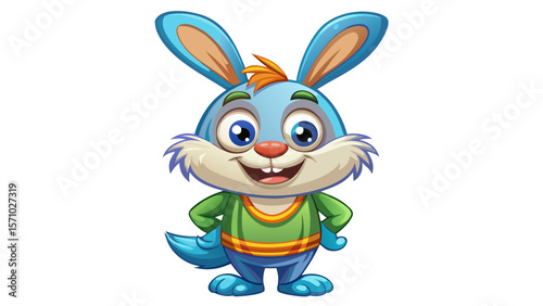 3D cartoon Happy bunny cartoon isolated on white background