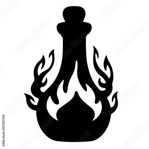 Silhouette of fantasy potion bottle, creative magical design