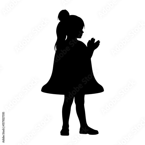 Silhouette of child in creative bell costume, holiday costume innovation