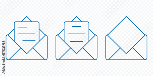 Mail, email, and envelope icon set. Mail icon. Email sign. Envelope vector set. Send message sign. Received message. Isolated mail icon. Open envelope symbol. Post letter set eps 10