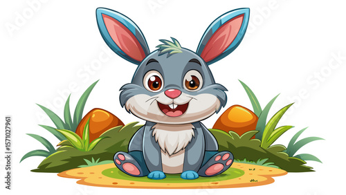 3D cartoon Happy bunny cartoon isolated on white background