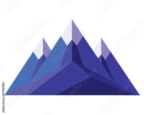 Illustration of blue and white geometric mountain peaks Ai Generated